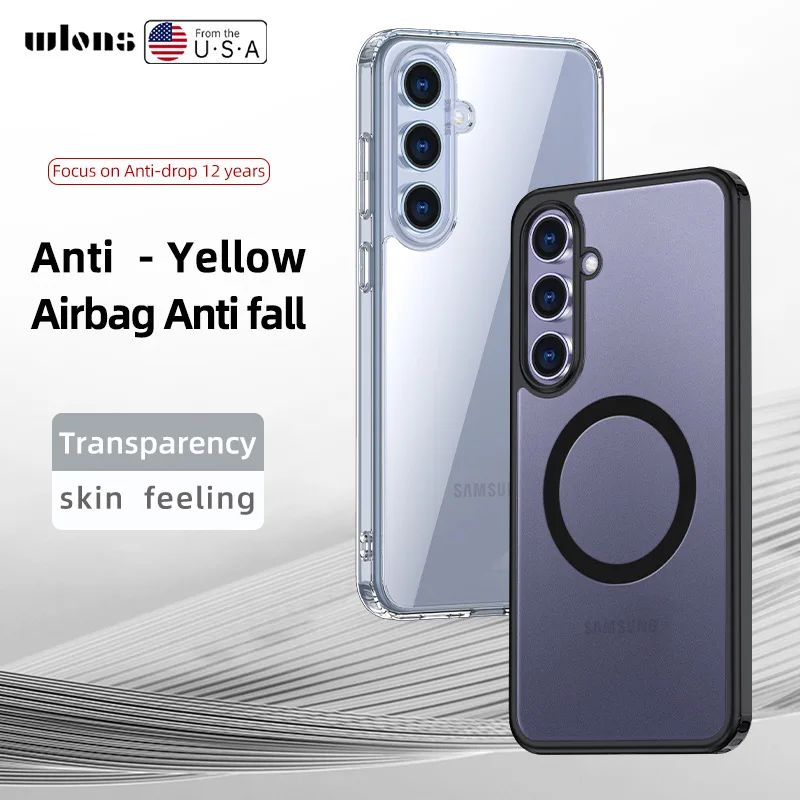 Funda magnética 2025 para Samsung Galaxy S25 Ultra FE S24 plus, funda cartuchera inalámbrica pulida opaca, fundas antigolpes calientes para S25 ULRA