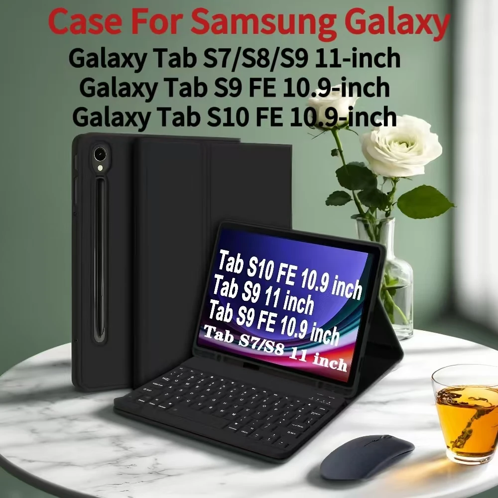 Funda para Samsung Galaxy Tab S7 S8 S9 de 11 pulgadas, funda para teclado para Samsung Galaxy Tab S9FE S10 FE de 10,9 pulgadas con estuche y portalápices