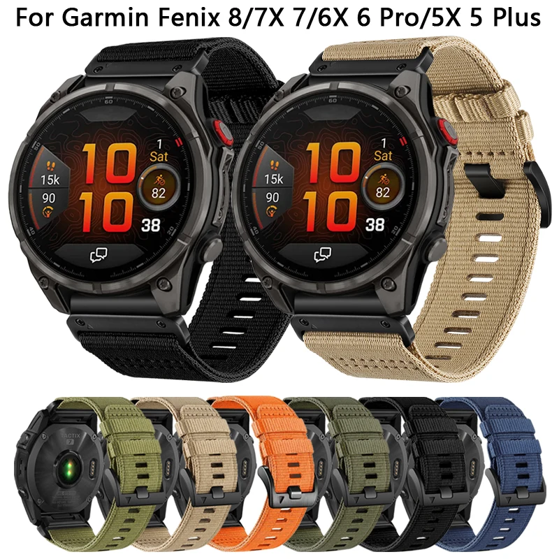 Correa de lona Quickfit de 26mm y 22mm para Garmin Fenix 8 47mm 51mm 7 7X 6 6X Pro 5 5X para pulsera Epix Gen 2 965 955