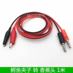 1 Uds clip de cocodrilo a cabeza de plátano línea de clip de 4MM, línea de prueba de enchufe de plátano, línea de alimentación, línea de salida de potencia 1M