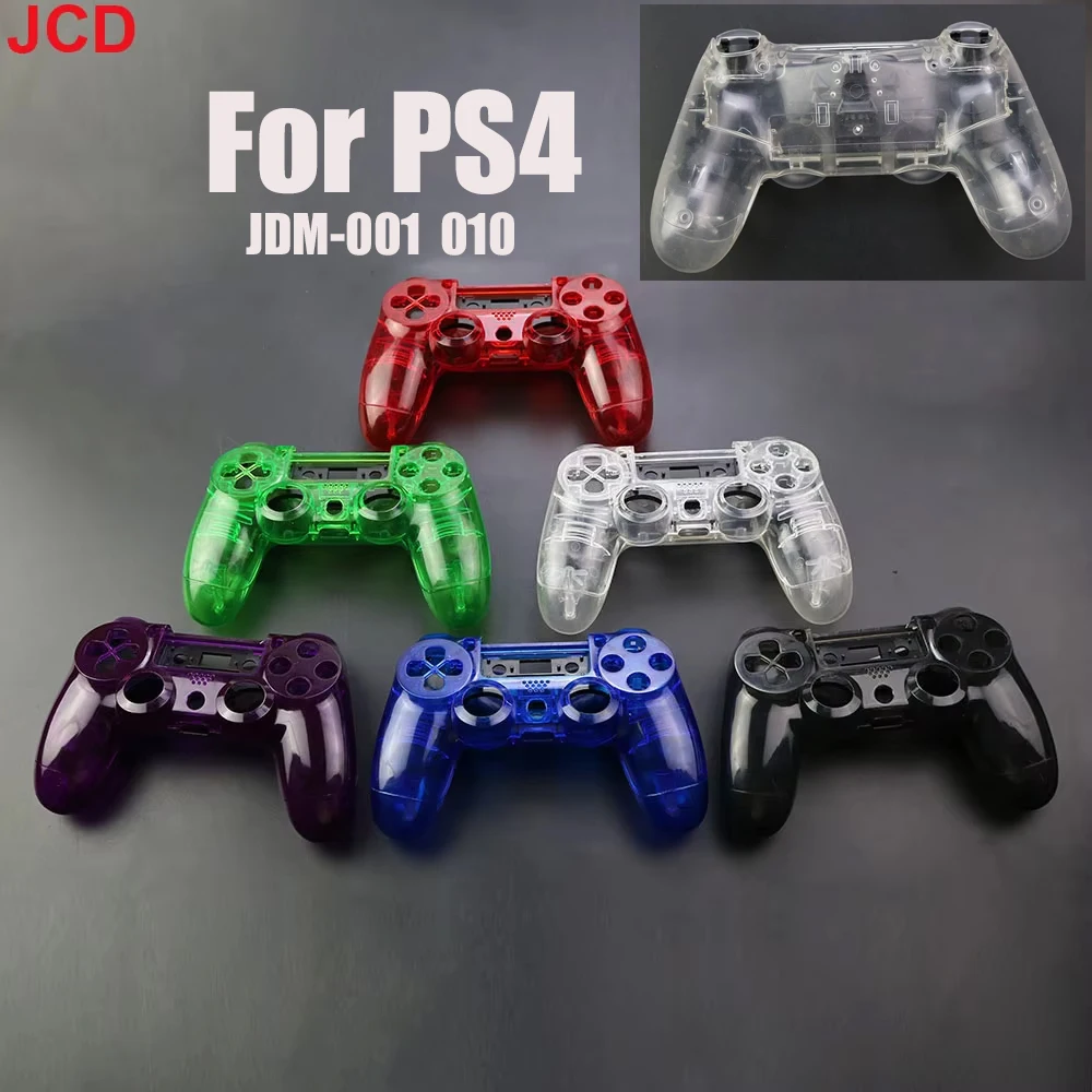 JCD 1 Juego de carcasa completa transparente para mando de juegos, funda de botones, Kit de cubierta de repuesto para PS4 V1 JDM-001 JDM-011