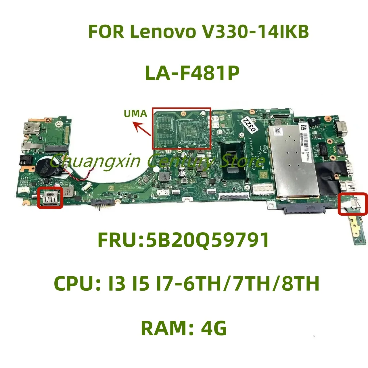 Placa base LA-F481P para portátil Lenovo V330-14IKB FRU: 5B20Q59791 CPU: I5 I7-7TH/8TH UMA RAM: 4G 100% prueba OK