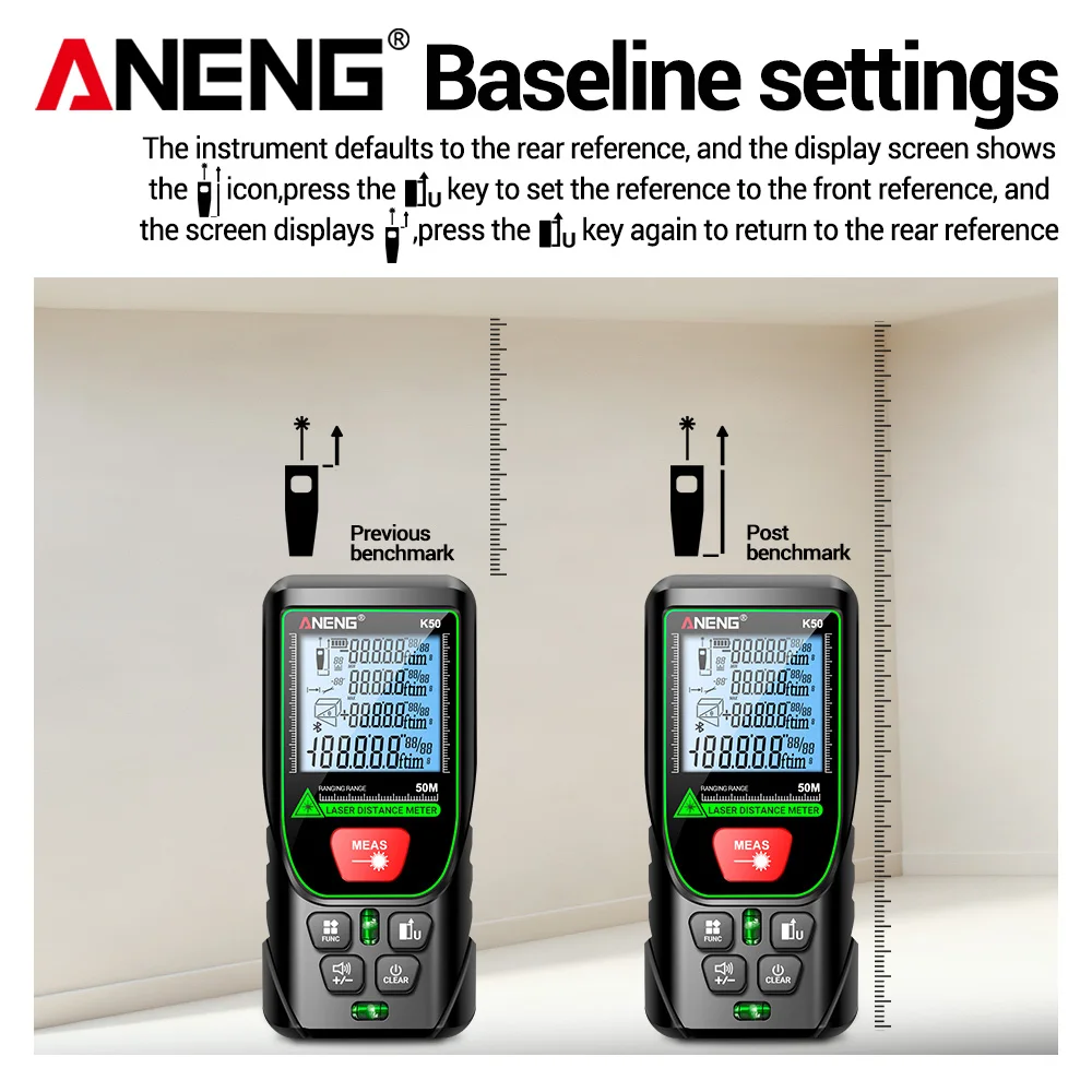 ANENG K120 telémetro láser verde herramientas buscador de alta precisión volumen de construcción/medida del área 20 herramienta de detección de almacenamiento de datos de grupo - imagen 2