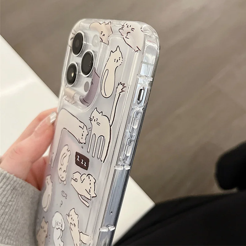 Funda de teléfono con gráfico de gato de dibujos animados para Samsung S24 S22 S23 Ultra S21 S20 FE A54 A34 A53 A32 A52 A14 A33 A55 cubierta a prueba de golpes - imagen 3