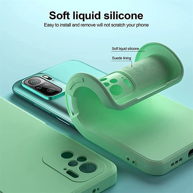 Funda de teléfono cuadrada para Xiaomi Redmi Note 10 Pro Max 10 S 10T, Funda Original Note10 S T 4G 5G, Funda trasera suave de silicona líquida - imagen 5