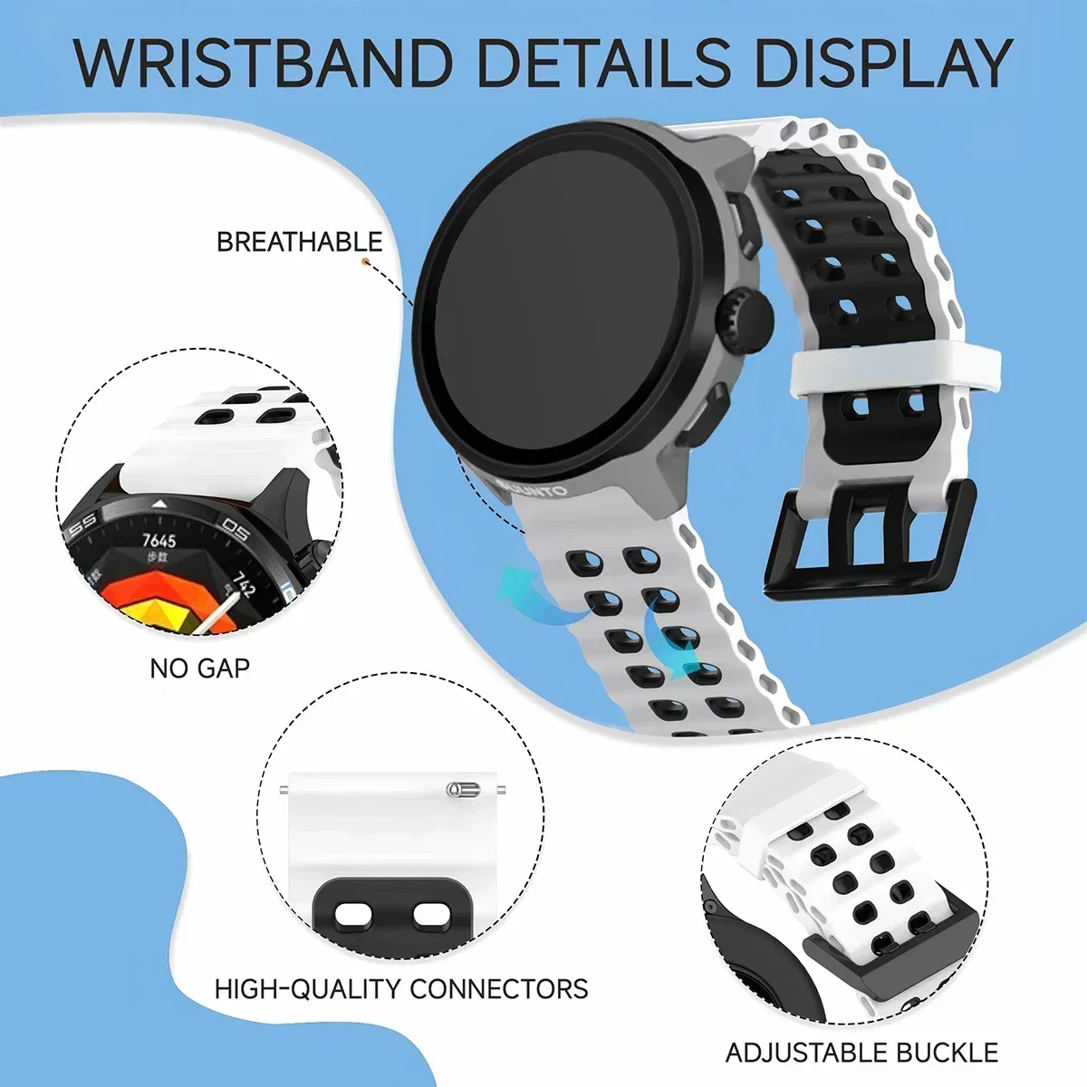 Correa deportiva de silicona de 22mm para reloj inteligente EIGIIS KE3, pulsera transpirable para EIGIIS KE5, accesorios de correa de reloj - imagen 2