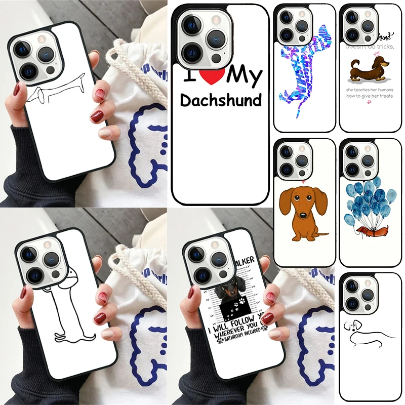 Funda de teléfono Dachshund salchicha perro amor para iPhone 17 Air 16 15 14 12 13 PLUS 11 PRO MAX funda Fundas Shell