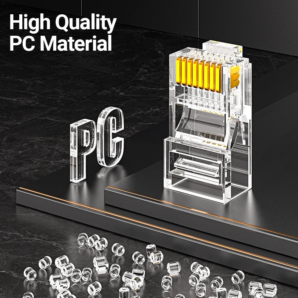 AMPCOM CAT5e RJ45 conector 8P8C Cable Ethernet Modular RJ 45 extremos, conectores de crimpado de Cable Ethernet, enchufe de red UTP - imagen 5