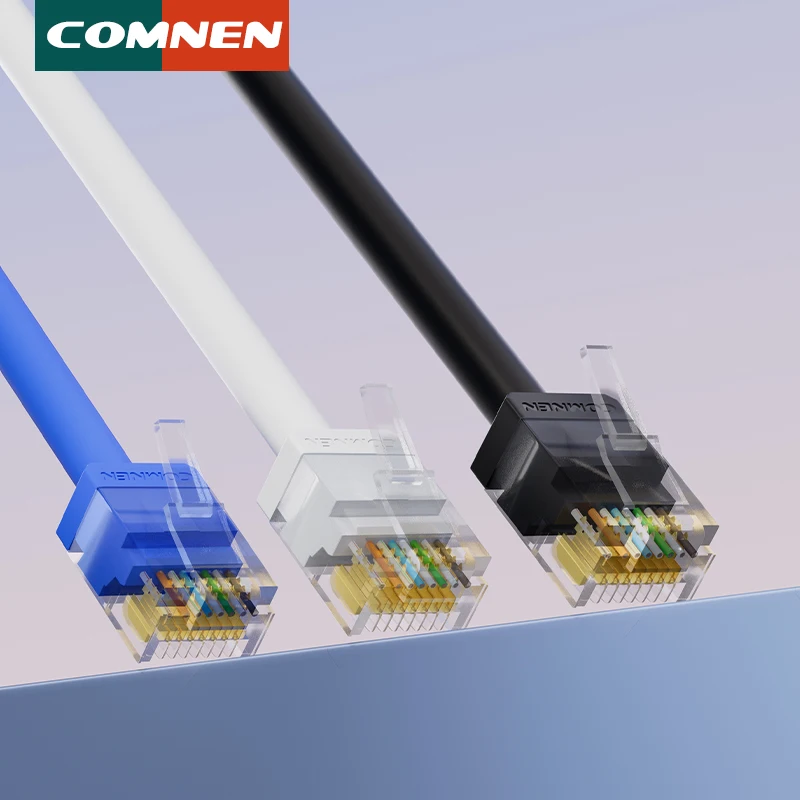 COMNEN Cat6/Cat6a paquete de 8 Cable de conexión Ethernet para enrutador Cat6a delgado 10G compatible con Cable de conexión Cat 6A para cable de red de enrutador