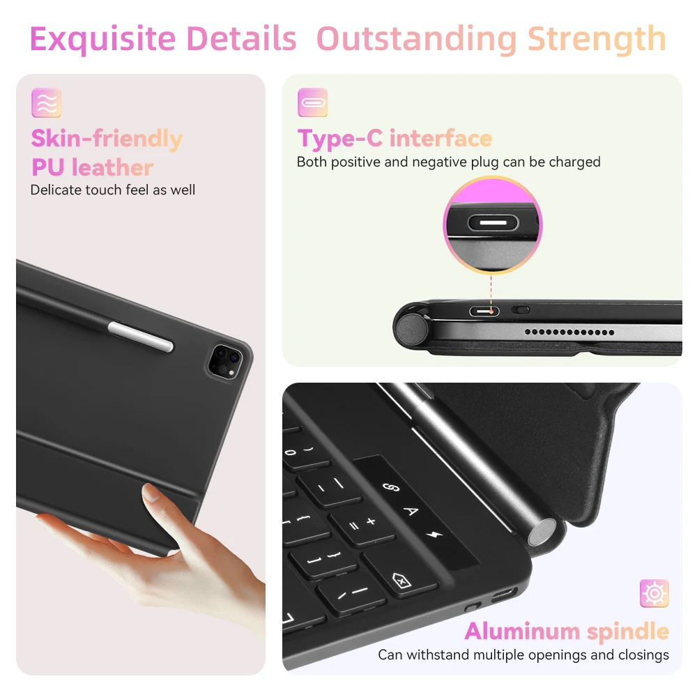 HANSONG teclado mágico para iPad ipad funda de 10. a generación para iPad Air 6 2024 11 pulgadas M2 para Pro 11 Air 4 Air 5 10,9 pulgadas funda inteligente - imagen 5