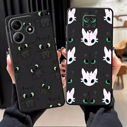 Funda para Xiaomi Redmi Note 9 10 11 12 Pro 12s 9S 13 14 Pro Plus 10S 7 8 11s funda negra suave para teléfono dibujos animados lindo dragón