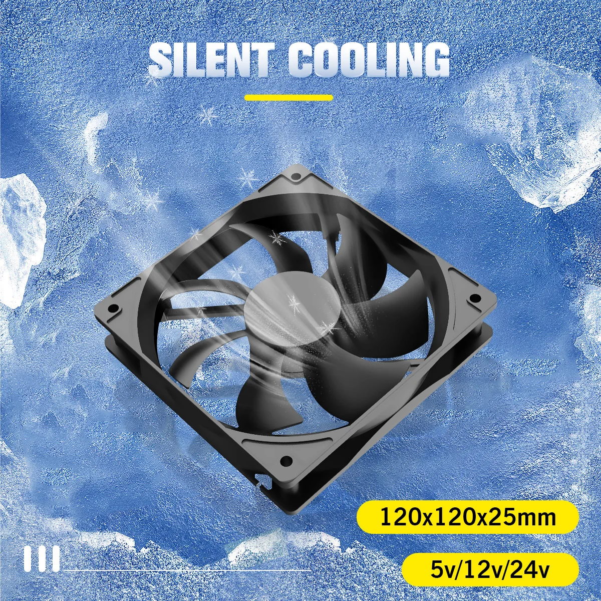 Ventilador de refrigeración sin escobillas para PC, 120mm, 12cm, 12025, 5V, 12V, 24V, 120mm x 120mm x 25mm, 120x120x25mm, USB, 2 pines - imagen 4