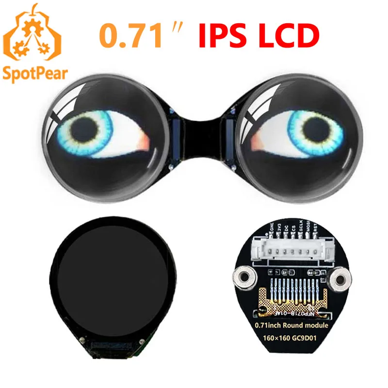 Módulo de doble ojo de pantalla LCD redonda de 0,71 pulgadas para Arduino Raspberry Pi ESP32 Pico STM32