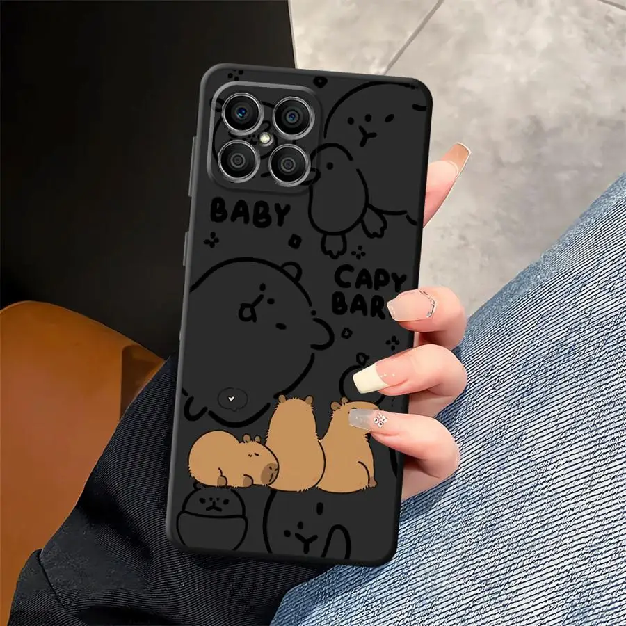 Funda de teléfono suave negra de capibara de dibujos animados para Honor X9a 200 400 Lite X8 X6 X5b 8X Magic5Lite 70 X7 90 - imagen 5