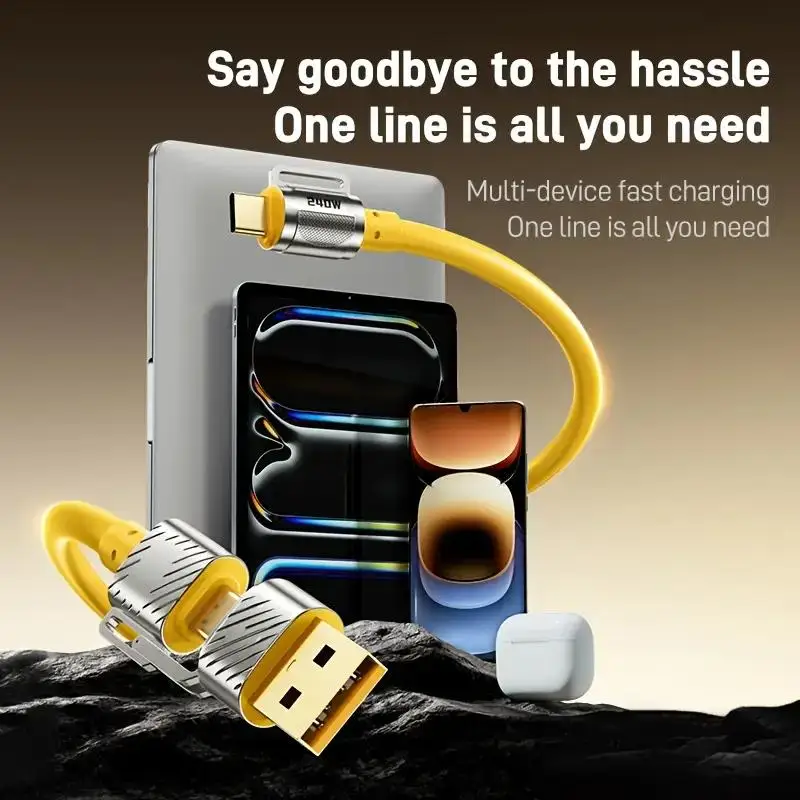 Cable de datos de carga súper rápida USB/Tipo C a Tipo C máximo 3 en 1 de 240 W Compatible con dispositivos de carga Xiaomi Samsung tipo C - imagen 3