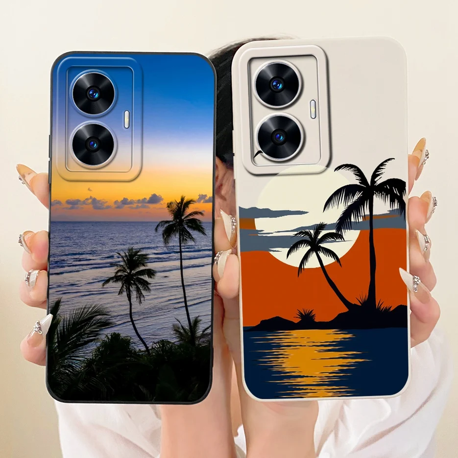 Para Realme C55 funda RMX3710 elegante flores pintado cubierta suave TPU funda de teléfono para Realme Narzo N55 NarzoN55 C 55 RealmeC55 Shell - imagen 5