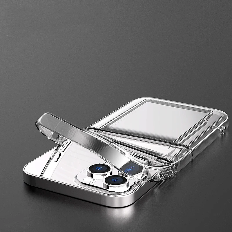 Funda transparente para teléfono con dos tarjeteros para iPhone 15 Pro Max 14 Plus 13 Mini 12 11 X XS XR SE 2022 2020, accesorios de cubierta tipo billetera - imagen 4