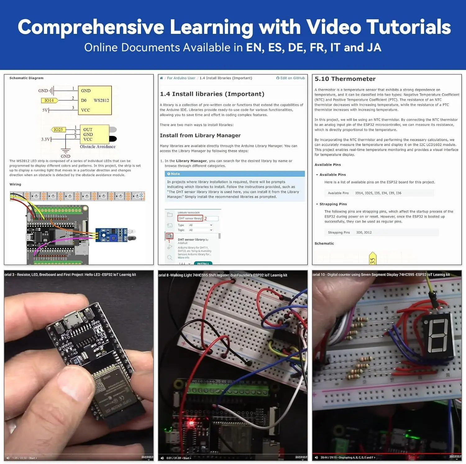 SunFounder ESP32 Ultimate Starter Kit (compatible con Arduino), Python C Scratch, cursos de vídeo, IoT para ingenieros principiantes - imagen 5