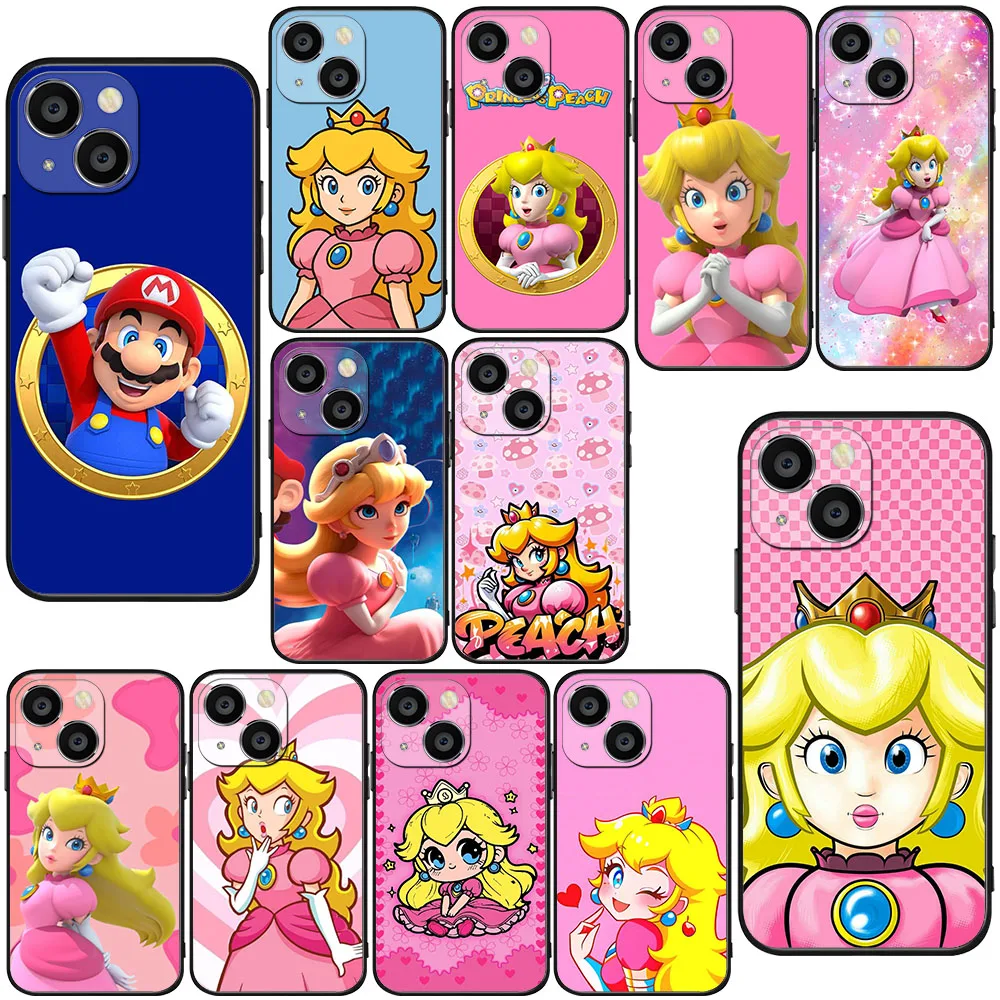 BK-25 Funda blanda princesa melocotón para iPhone 11 12 13 14 Mini Plus Pro Max