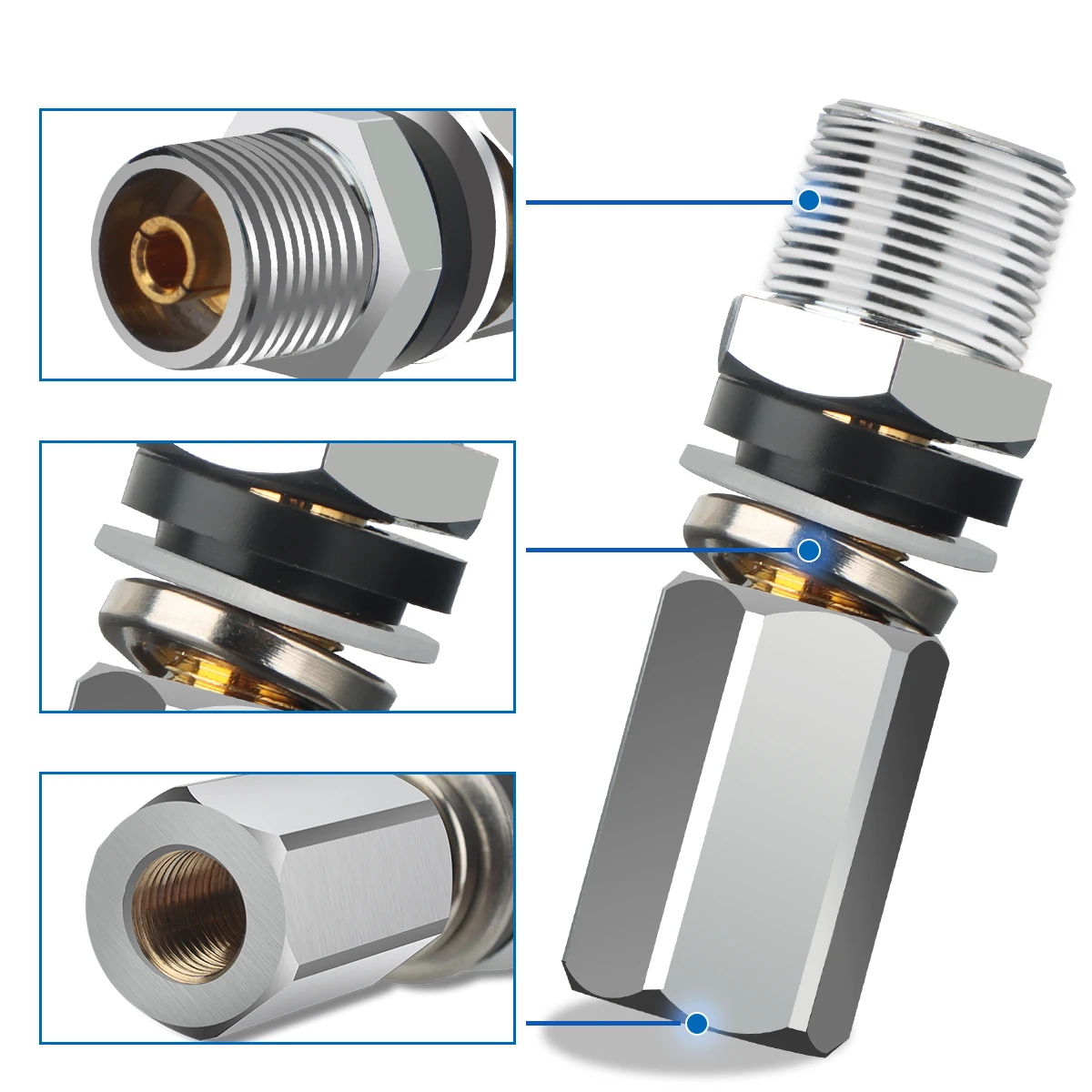 Adaptador de montaje de perno de antena CB de alta resistencia con conector SO-239 para instalar antena de radioaficionado CB roscada de 3/8 x 24 - imagen 4