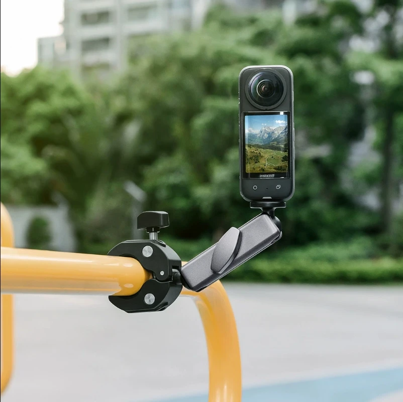 La nueva motocicleta de aluminio Super Clip Clip doble garra 360 ° El soporte giratorio para manija de cámara de movimiento está disponible para GoPro/Insta360 - imagen 5