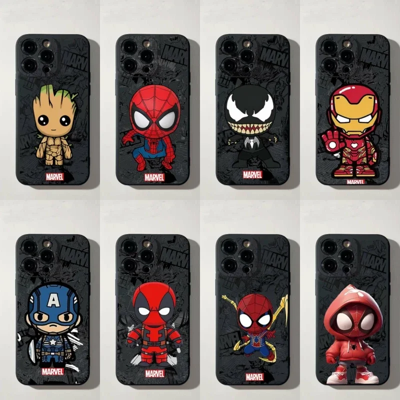 Funda de teléfono Marvel Spider Man Groot para IPhone 16 Pro Max 15 14 Plus 12 13 Mini 16E 7 8 Plus SE, Fundas de silicona suave mate