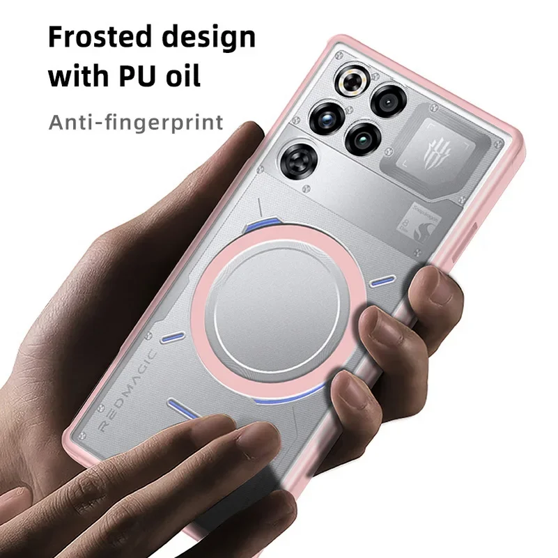 Funda acrílica mate para ZTE Nubia Redmagic 11pro + cubierta trasera translúcida de carga inalámbrica Magsafe magnética para Red Magic 11pro