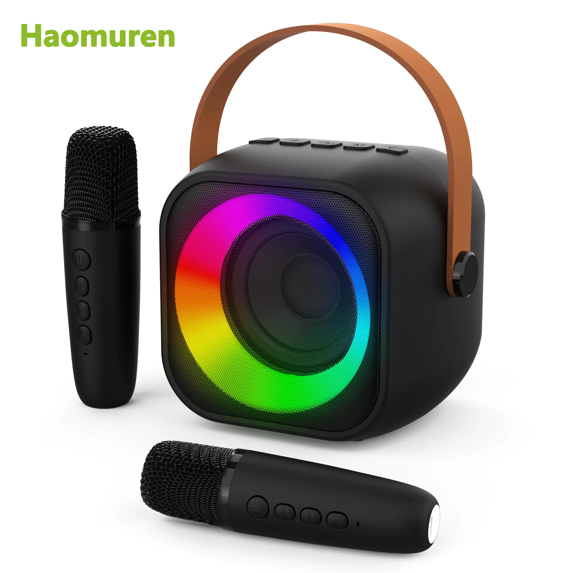 Haomuren-máquina de Karaoke portátil con micrófono inalámbrico 1 o 2 Mini Altavoz Bluetooth para niños que cantan, regalo de fiesta familiar - imagen 2