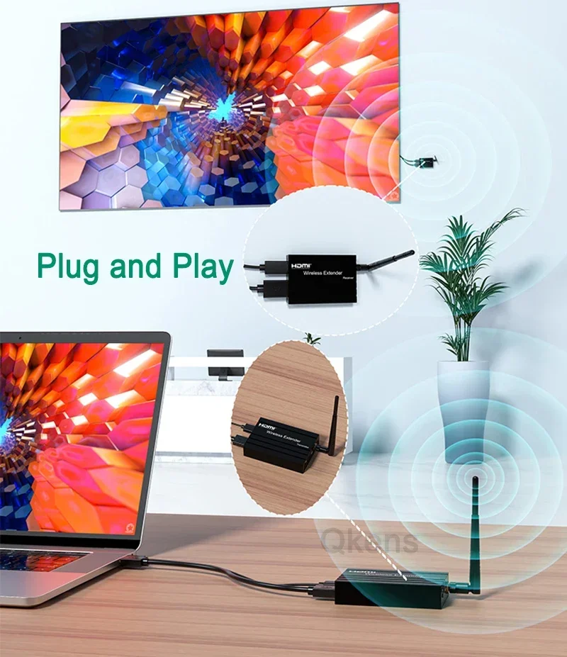 Transmisor y receptor de vídeo HDMI inalámbrico de 200M, extensor de TV, adaptador Dongle para PC, cámara, portátil, proyector, Monitor de TV - imagen 4