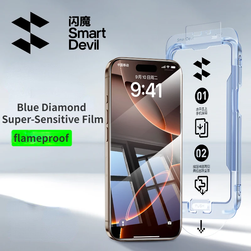 SmartDevil Protector de pantalla sin polvo para iPhone 16 cubierta completa película de vidrio templado HD película a prueba de polvo para iPhone 16 Pro Max 15 14