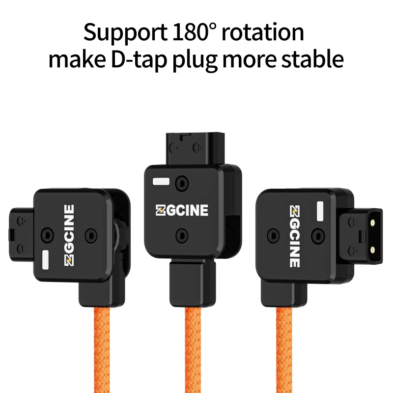 Cable de alimentación con conector CC ZGCINE D-Tap a 5,5*2,5mm, 60cm de longitud 180 ° Giratorio con cable trenzado para batería con montaje en V/montaje dorado - imagen 3