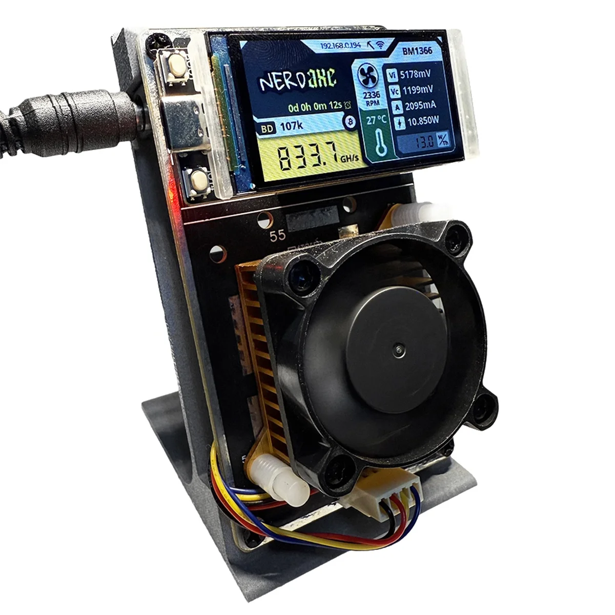 SuperDeals NerdAxe NerdMiner Miner Vertical 500Gh/S BM1366 Chip ASIC Unión BTC Miner Bitaxe Lotería Miner de minería Enchufe de la UE - imagen 3