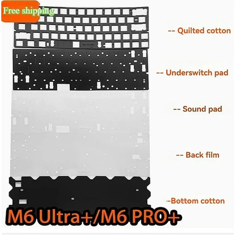 Teclado con interruptor magnético de modo único M6 Ultra/M6 PRO, paquete de sonido, Fondo de algodón sándwich, almohadilla de Actor de voz PET, accesorios para teclado