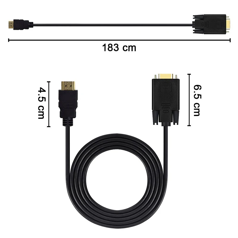 Convertidor de vídeo de 1,8 M y 1080P, Cable adaptador macho a VGA, compatible con HDMI, para ordenador portátil, PC, Monitor, proyector, HDTV, Bigscreen - imagen 2