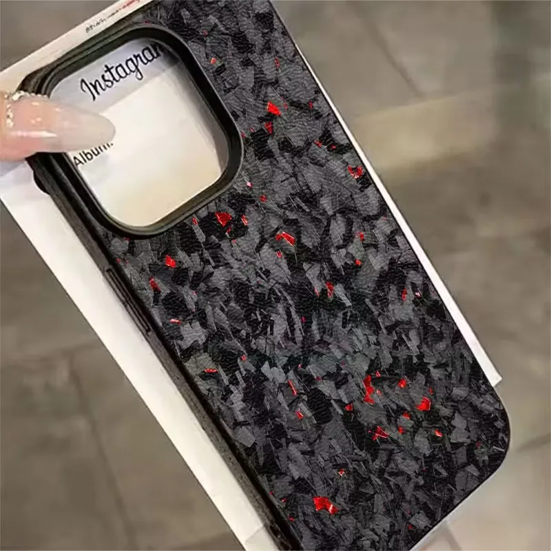 Para iPhone 16 15 14 13 12 11 17 Pro Max Plus Funda forjada con estampado de fibra de carbono patrón de lichi TPU Funda para iPhone XS X 16e Funda - imagen 4