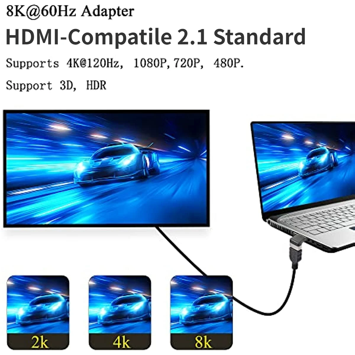 Nku 8K @ 60Hz/4K @ 120Hz HDR 90 grados compatible con HDMI adaptador macho a hembra acoplador extensor en forma de L para ordenador portátil PC Monitor HDTV - imagen 5