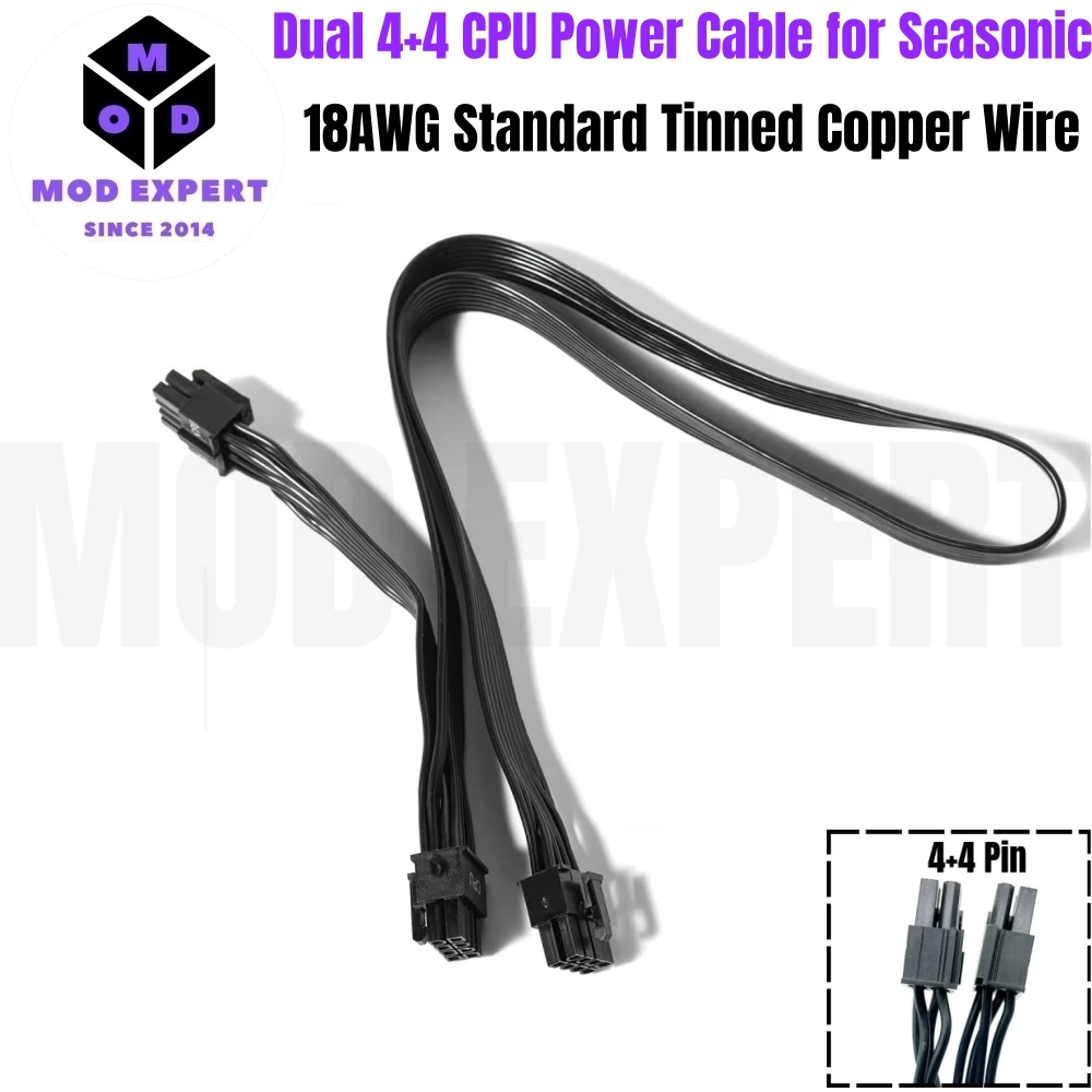 Cable de alimentación de CPU Dual de 8 pines, 4 + 4 pines, EPS/ATX12V, para unidad de fuente de alimentación Modular Seasonic FOCUS SGX-750W, SGX-650W, SGX-550W, SGX-450W - imagen 2