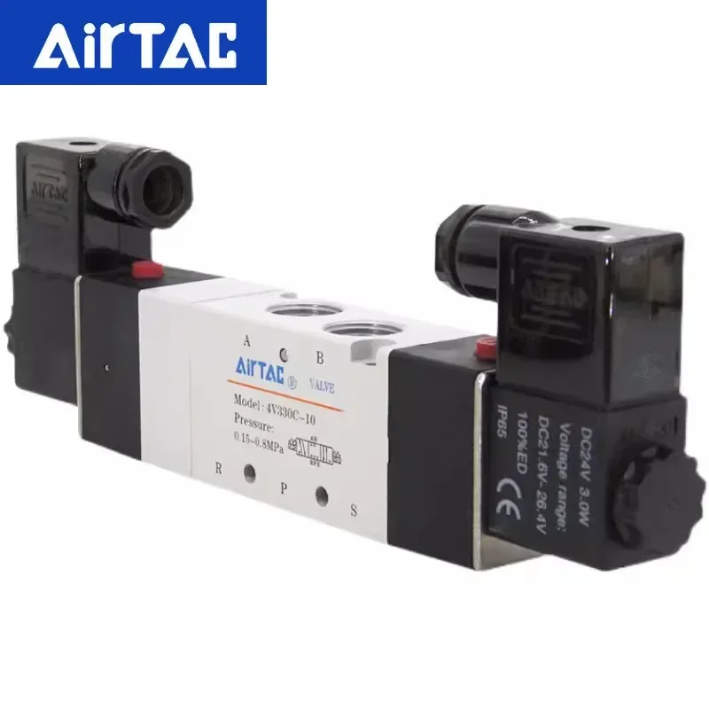 4V130C-06 4V230C-08 AirTAC 4V330C-10 Válvula solenoide Válvula de aire Válvula de inversión de tres posiciones y cinco vías 12V 24V 110V 220V - imagen 5