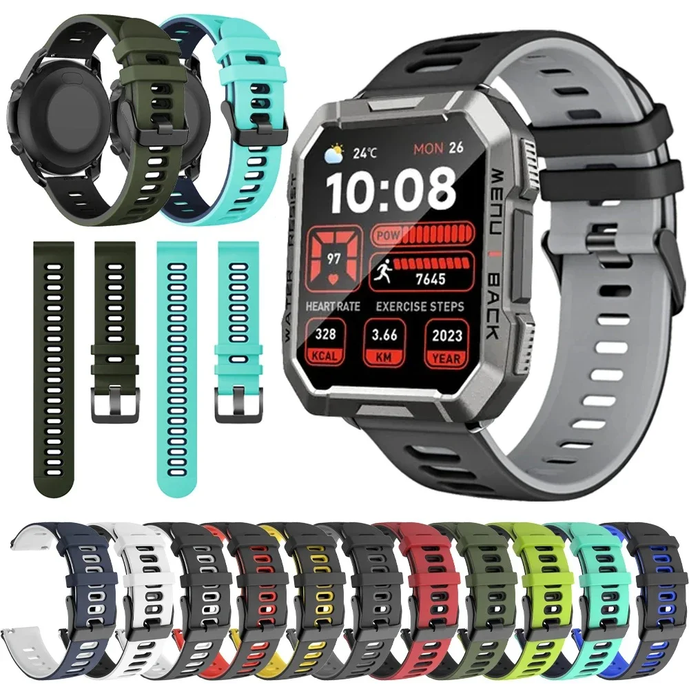 Correa deportiva de 22mm para reloj inteligente Blackview W60, correa de silicona colorida para reloj Blackview W70 Pro W50 W50 Pro