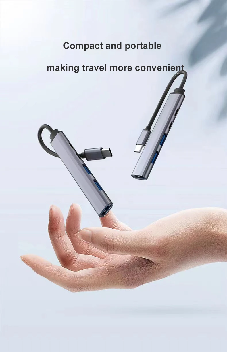 Adaptador USB tipo C Hub de 4/5 puertos, estación de acoplamiento divisor multipuerto USB3.1, aluminio ultradelgado de alta velocidad para ordenador, portátil y PC - imagen 2