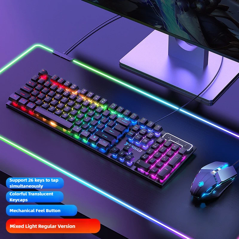Venta caliente con cable USB RGB teclado para juegos y ratón Combo ergonómico impermeable teclado y ratón Combos Set para jugadores de escritorio - imagen 4