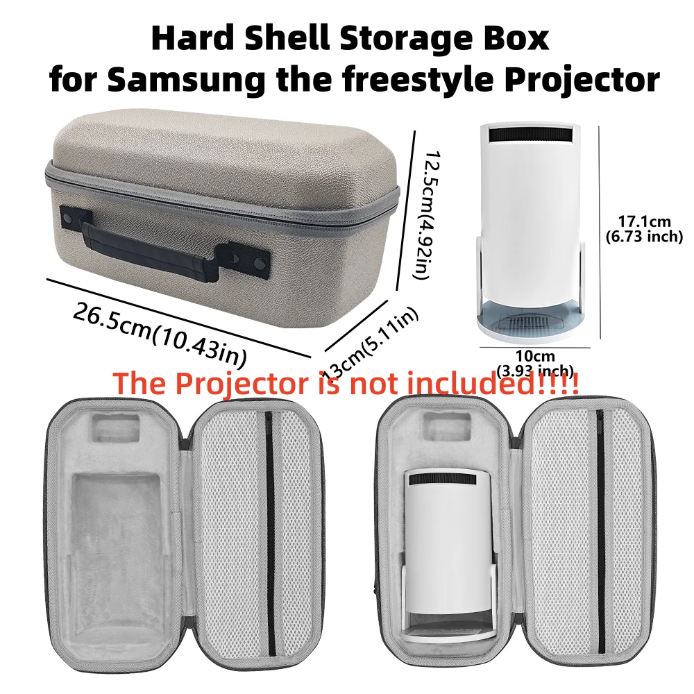 Caja de almacenamiento de tres tipos, funda protectora para proyector HY300PRO +, carcasa dura gris para proyector Samsung Thefreestyle