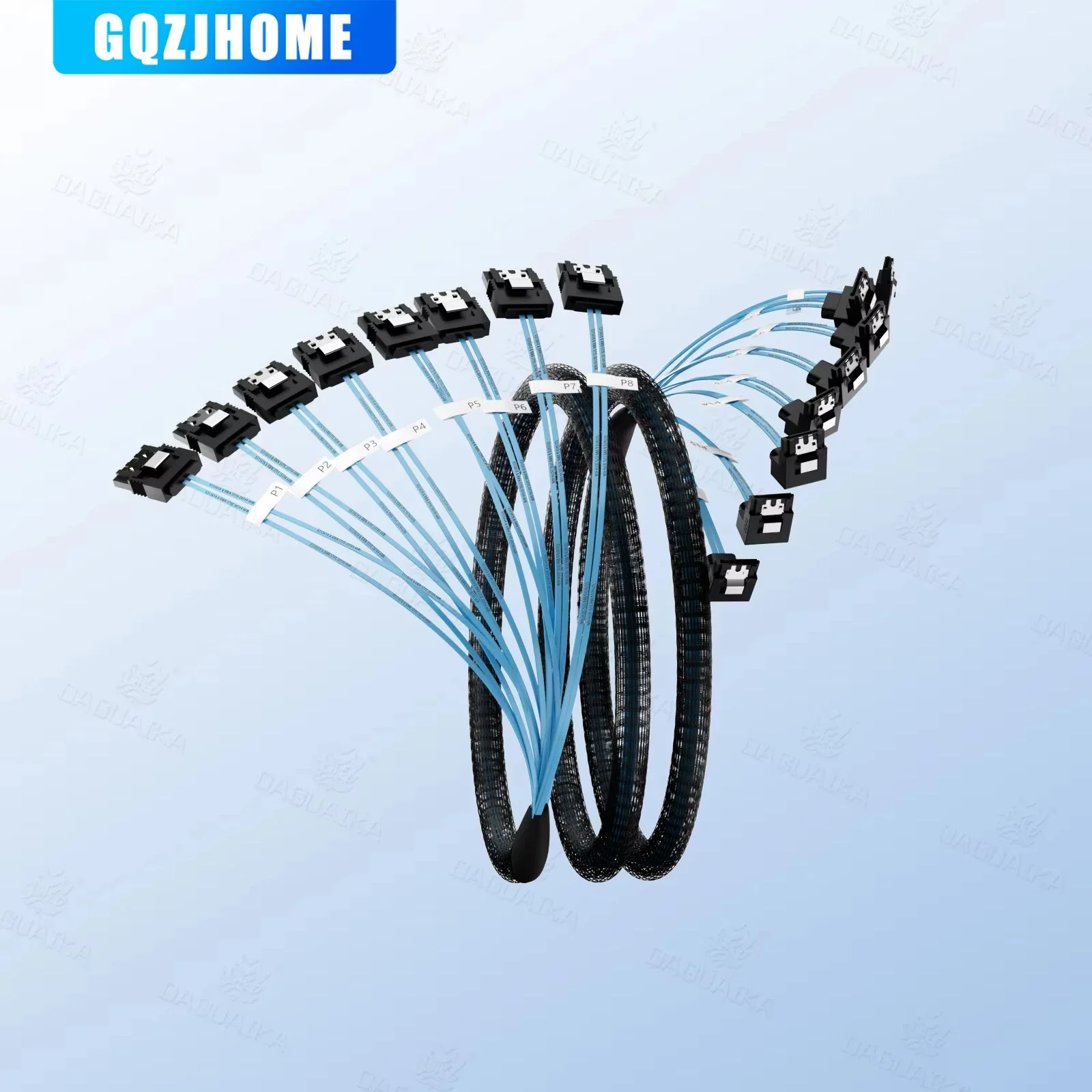 4/6/8 SATA a 4/6/8 sata 4,0 7p hembra 90/180 grados con malla trenzada para servidor ordenador Host SSD SATA Cable adaptador de disco duro - imagen 2