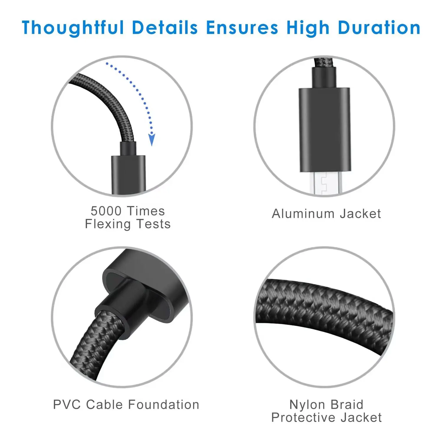 ZOGUO-Cable Micro USB de 90 grados, Cable Android trenzado de nailon en ángulo recto, Cable de datos de cargador rápido 3A para cámara Samsung LG PS4 - imagen 4