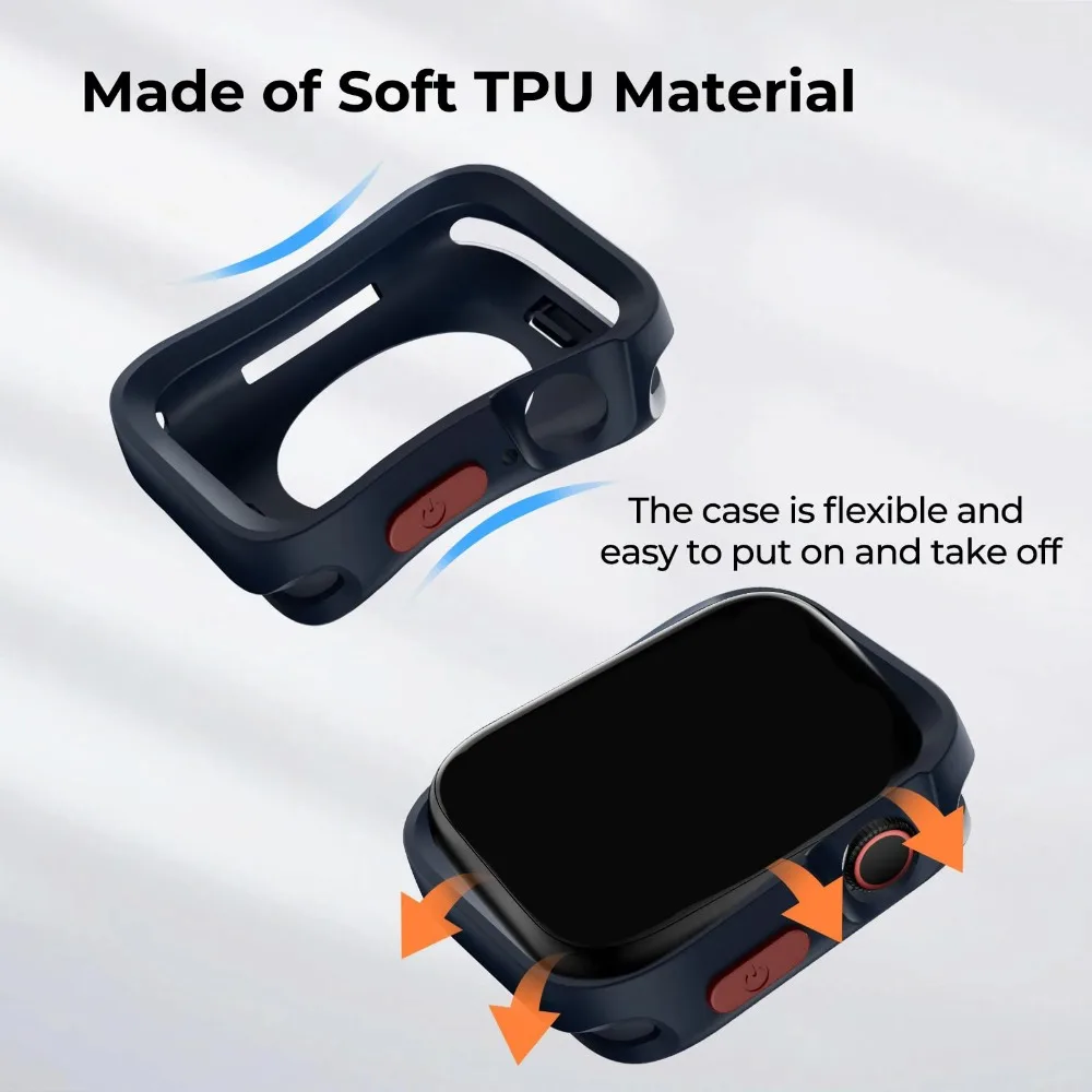 Funda TPU a prueba de golpes para Apple Watch, 49mm, 46mm, 42mm, 45mm, 41mm, 40mm, sin Protector de pantalla para iWatch 11 10 9 8 7 6 5 SE Ultra - imagen 5