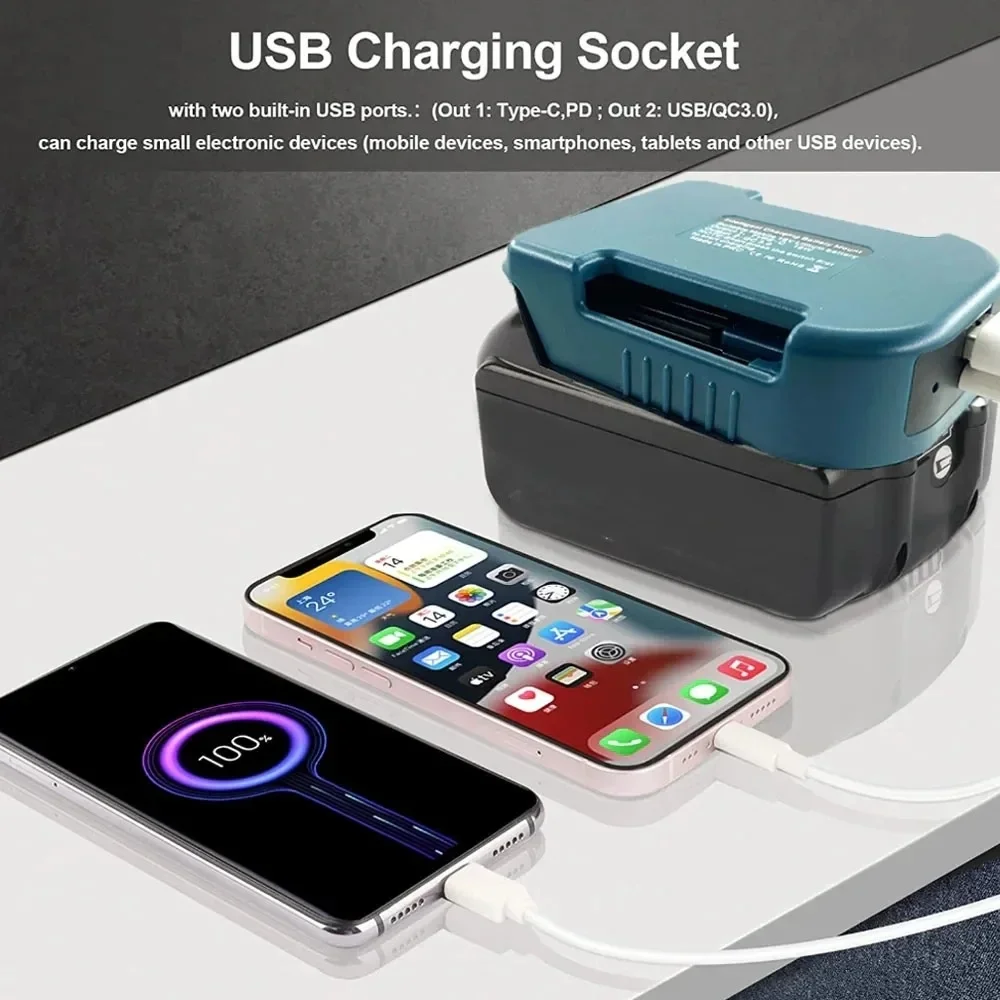 Hebilla de cinturón de soporte de batería con USB con tipo C para batería de iones de litio Makita de 18V BL1850 BL1860 adaptador de batería batería de carga rápida - imagen 5