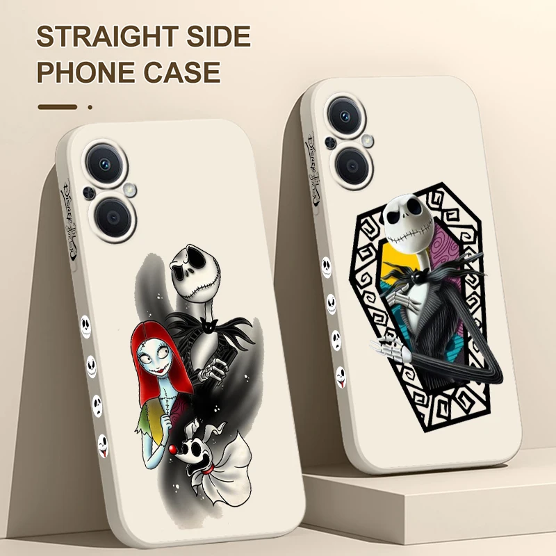 Jack Skeleton Sally funda de teléfono para OPPO Find X5 X3 X2 Lite Pro Neo A5 A53 A94 4G 5G Liquid Left Rope Soft Cover - imagen 4