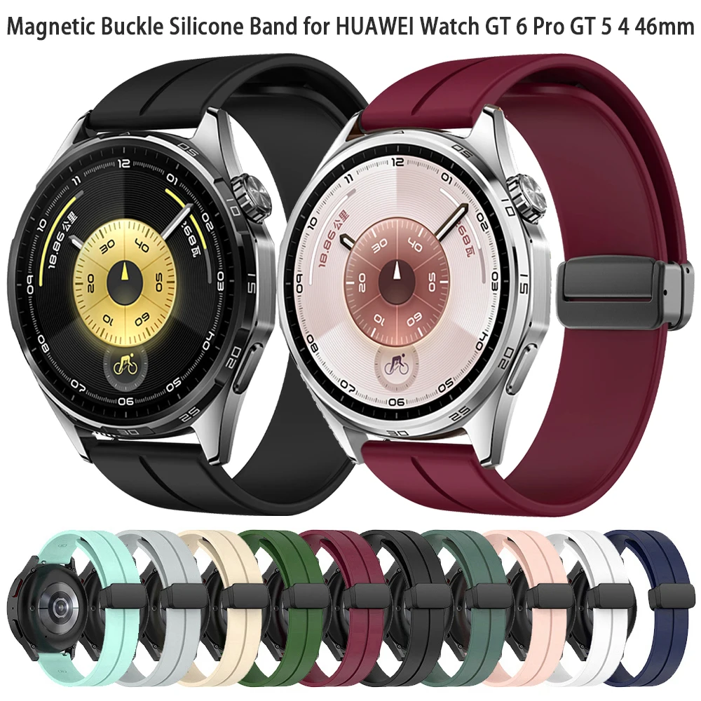 Correa de silicona de 20 a 22mm para HUAWEI WATCH GT6 Pro GT 2 3 4 5 46mm 42mm reloj 3 4 5 Pro pulsera con hebilla plegable magnética