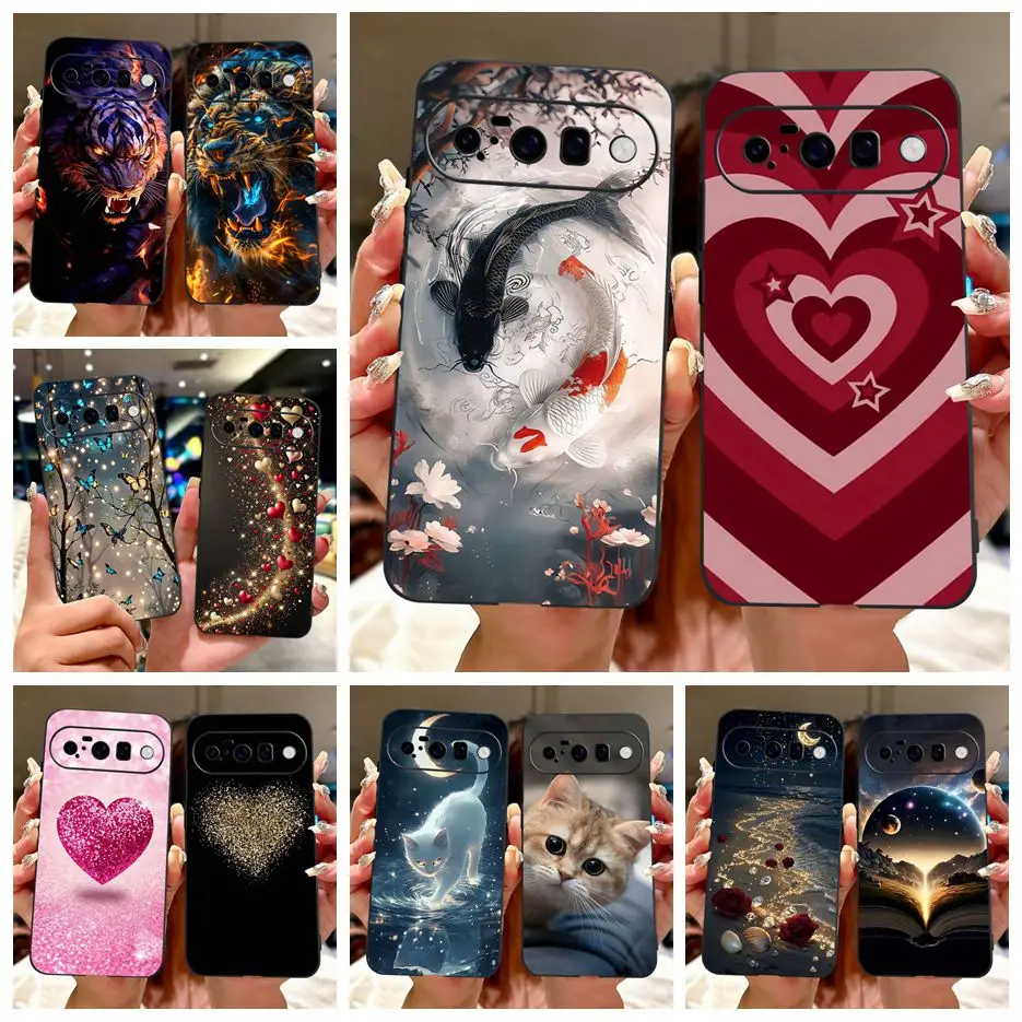 Para Google Pixel 10 Pro XL funda bonita amor corazón Lucky Koi funda pintada funda de silicona suave para Google Pixel 10 Pixel10 Pro Shell