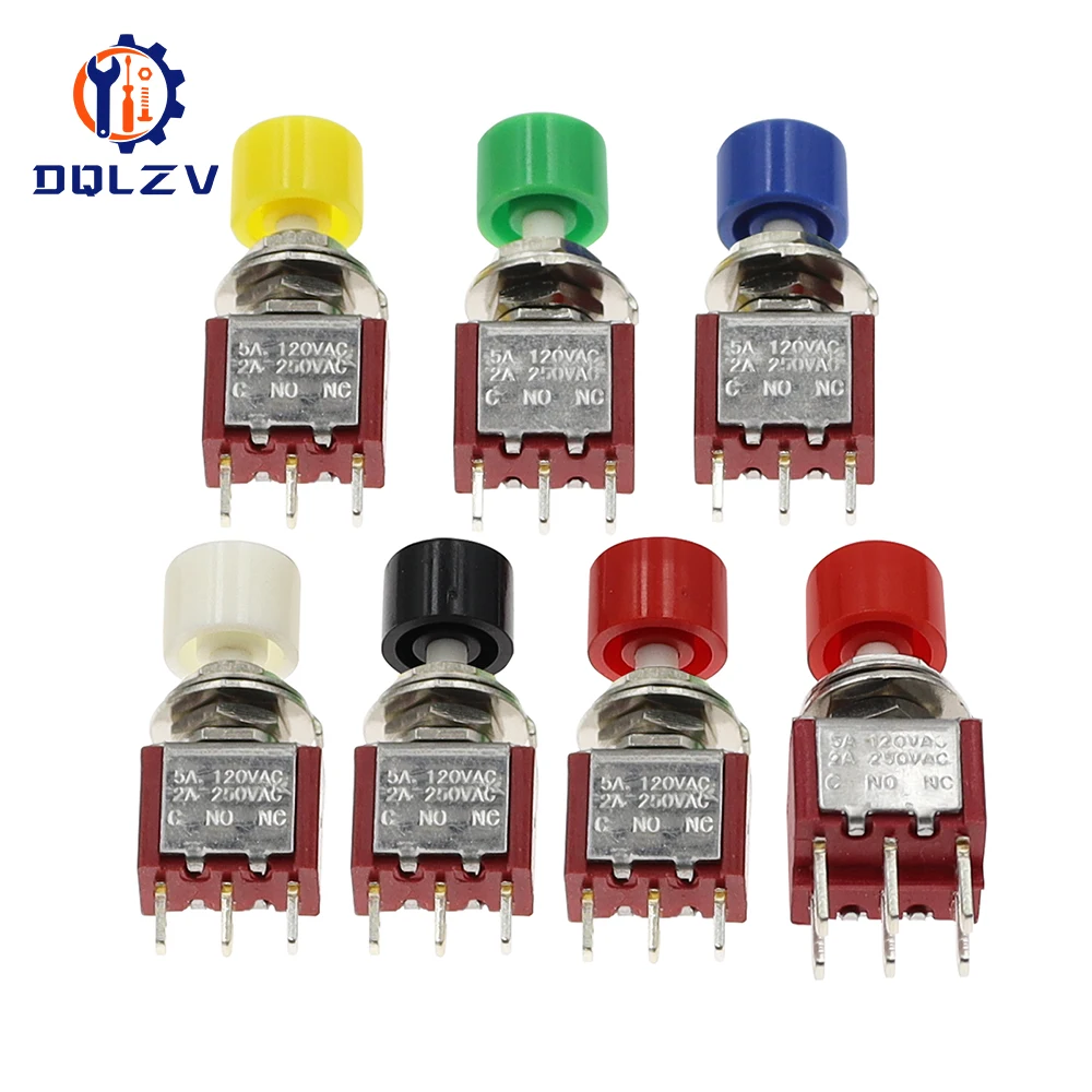 Alta calidad 6mm 3/6Pin 2 posiciones Mini interruptor de botón de retorno automático momentáneo ON OFF 5A125V/2A250V interruptor de palanca - imagen 3